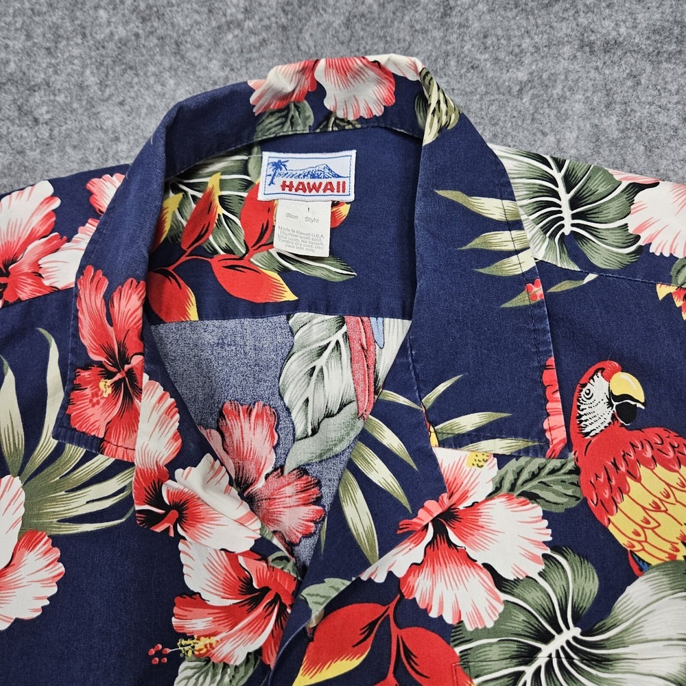 Vintage Hawaiian Shirt Birds Flowers Made in Hawaii Large See Measurements - Picture 2 of 8